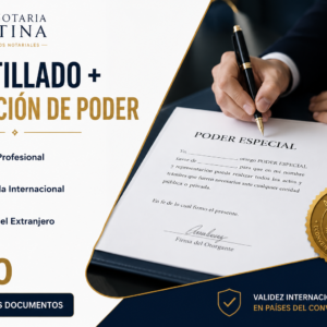 Apostillado + Redacción de Poder — $330