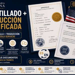 Apostillado + Traducción Certificada — $250